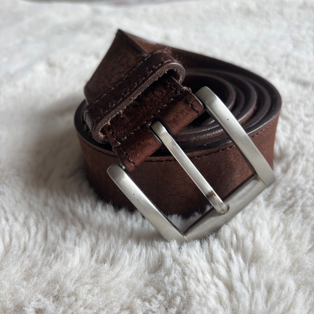 Leather Belt Mens 46 Brown Excellent Double Prong Textured 1403 Made in India